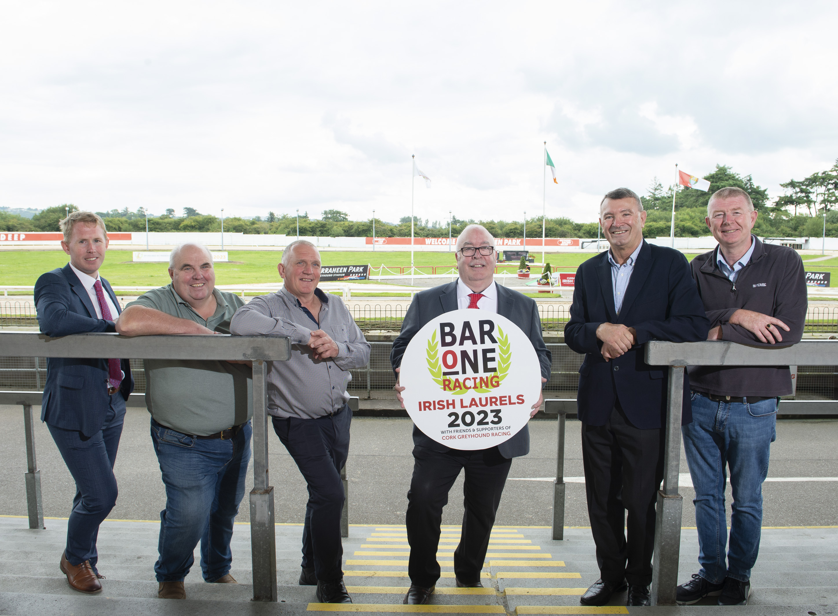 John McDonnell (Bar One Racing), JJ Fennelly, Tony Winters, Barney O'Hare (Bar One Racing), Jimmy Barry Murphy & Damian Holland - announcing details of Bar One Racing & Friends of Cork Greyhound Racing sponsorhsip partnership
